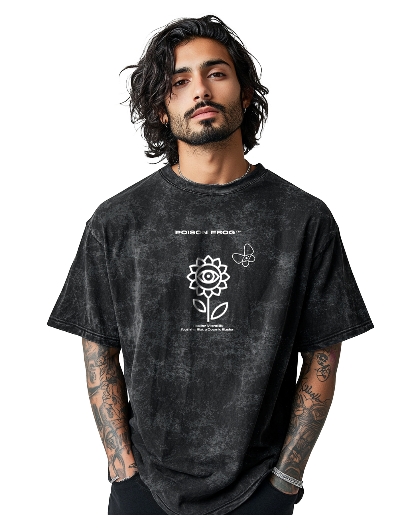 BHIMPALASI BLACK ACIDWASHED OVERSIZED TEE