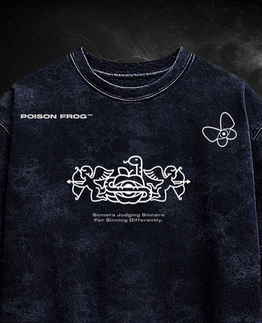 DIVINE SINNER BLUE ACIDWASHED OVERSIZED TEE