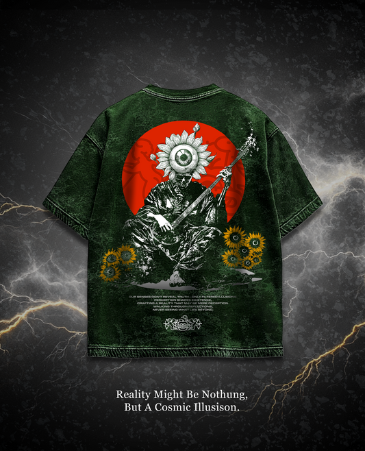 BHIMPALASI GREEN ACIDWASHED OVERSIZED TEE